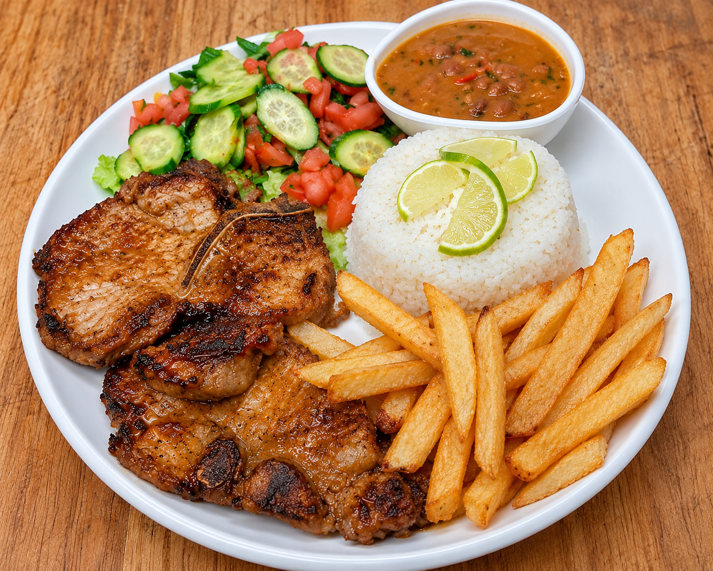 Grilled corvina fillet with rice and salad at Floritas Delicias Latinas in East Orange, NJ.