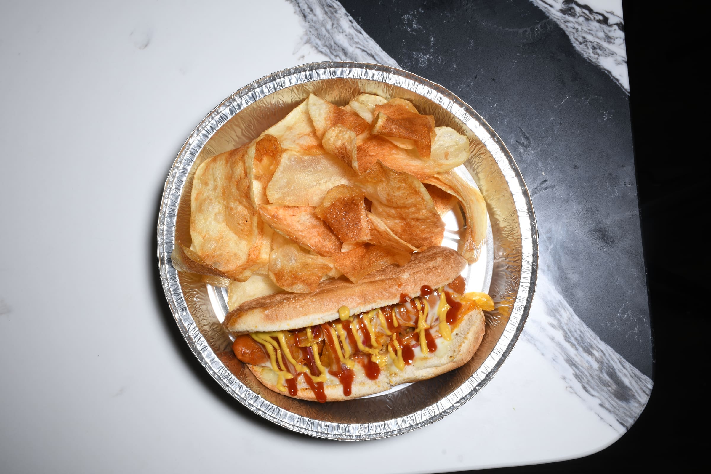Con salchicha y papas